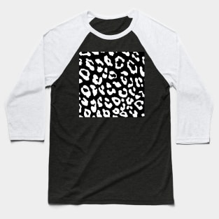 Leopard Print Black White Baseball T-Shirt